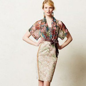 ANTHROPOLOGIE LANA DRESS BY BYRON LARS, FLORAL MOTIF, SIZE 6,